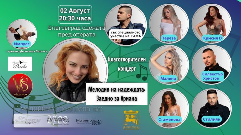 Благоевград обединява сили в голям благотворителен концерт: „Мелодия на надеждата: Заедно за Ариана“