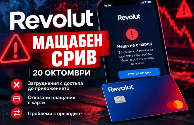 Revolut със сериозни технически проблеми на 20 октомври: Клиенти сигнализират за затруднения с плащанията